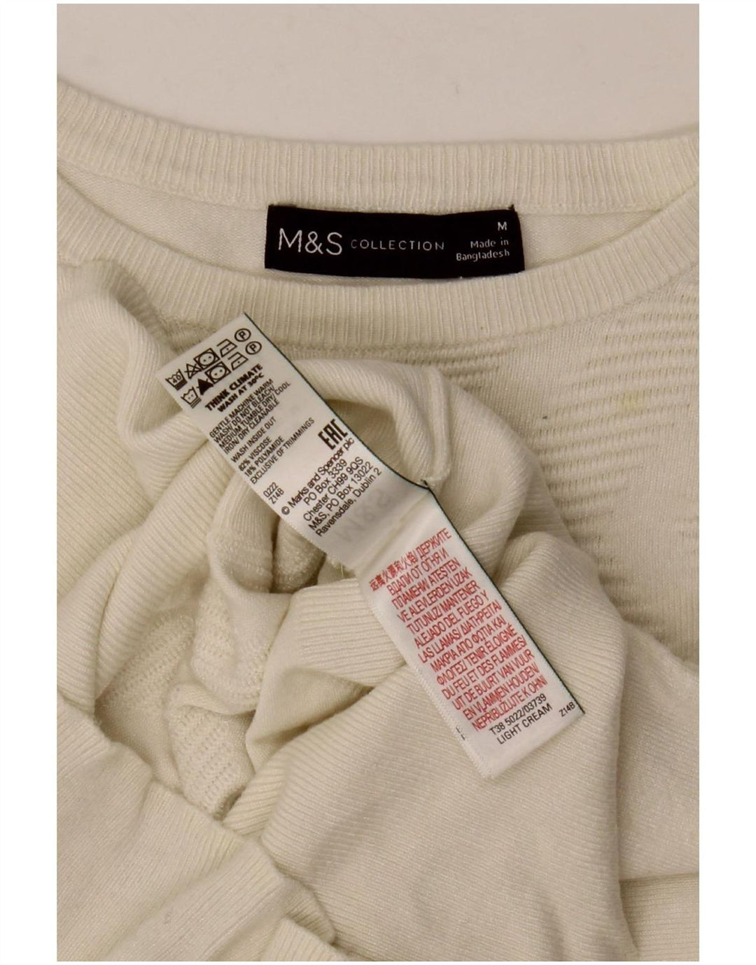 Marks & Spencer ženski džemper s veznim izrezom UK 12 srednje bijele boje