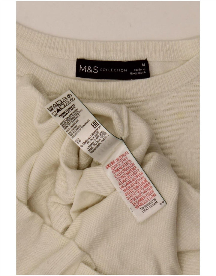 Marks & Spencer ženski džemper s veznim izrezom UK 12 srednje bijele boje