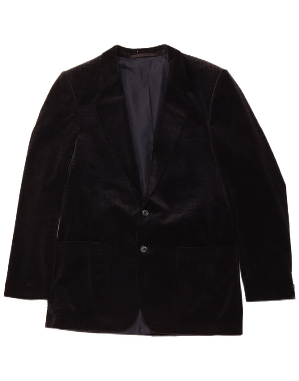 Vintage muška baršunasta sako jakna UK 36 Mali mornarsko plavi pamuk u obliku ptičje zube