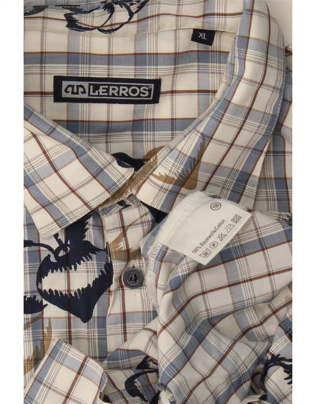 LERROS Muška košulja kratkih rukava XL plavi pamuk na karu