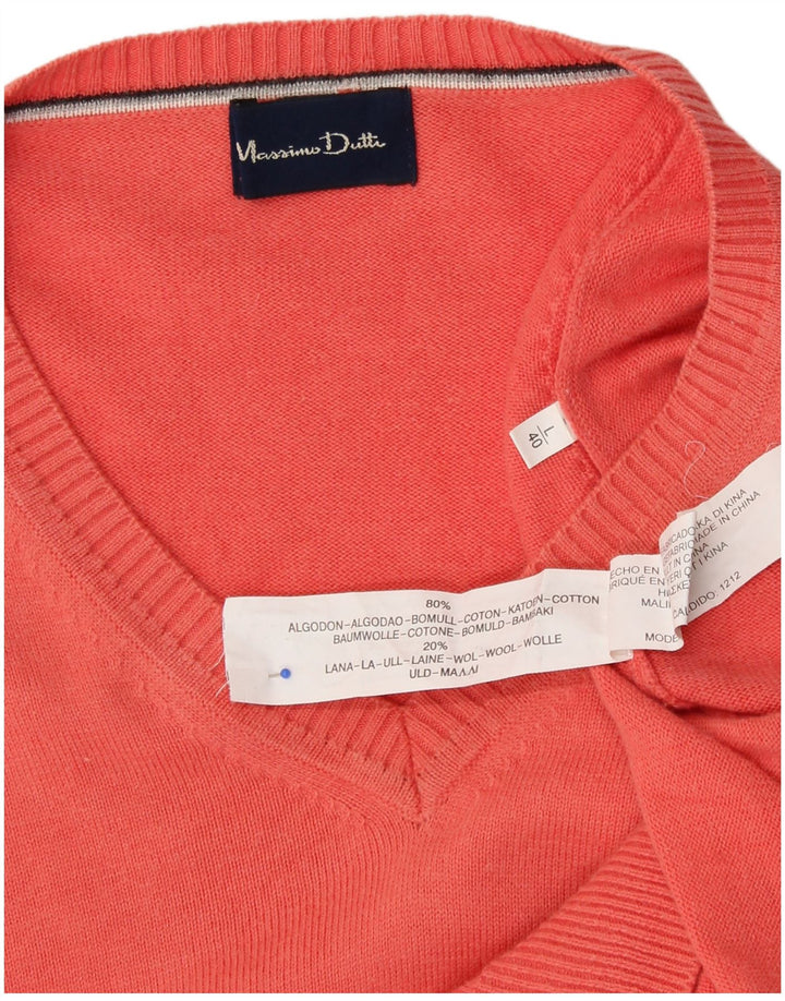 MASSIMO DUTTI Muški pulover s V-izrezom, veliki ružičasti pamuk