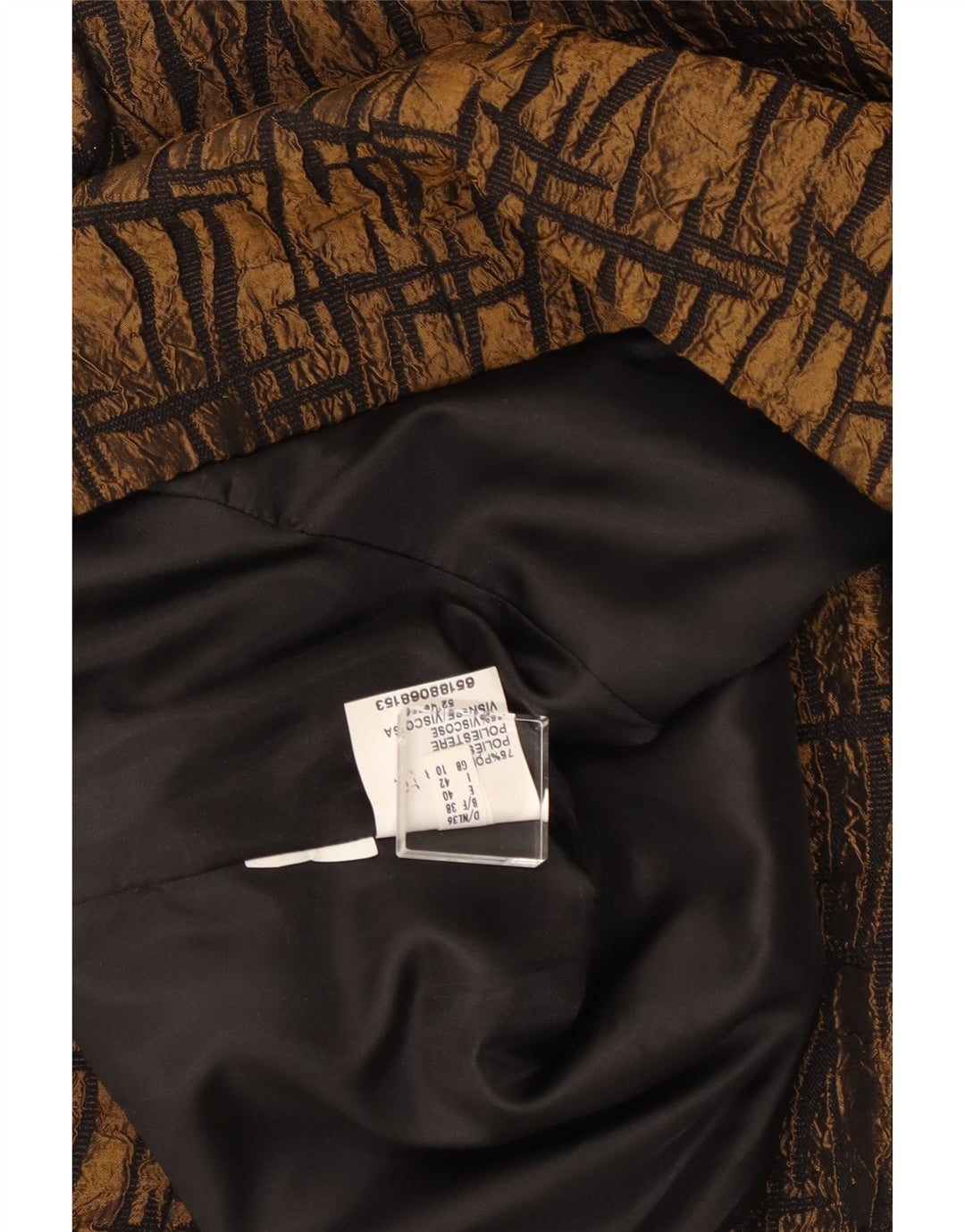 VINTAGE Ženska jakna sako 3/4 rukava UK 10 Mala smeđa geometrijska