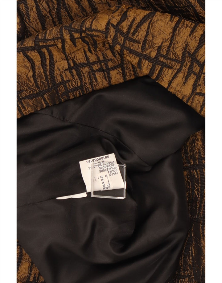 VINTAGE Ženska jakna sako 3/4 rukava UK 10 Mala smeđa geometrijska