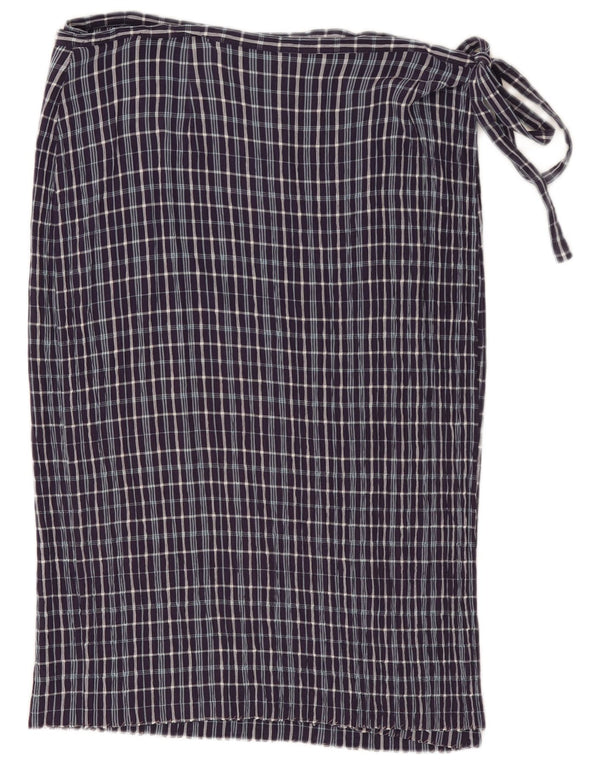 Sljedeća ženska suknja na preklop UK 20 2XL W34 tamnoplava karirana viskoza