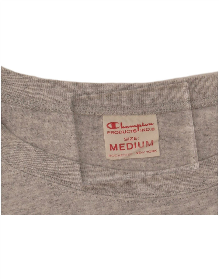 CHAMPION Womens Crop Graphic Top 3/4 Sleeve UK 14 Medium Grey