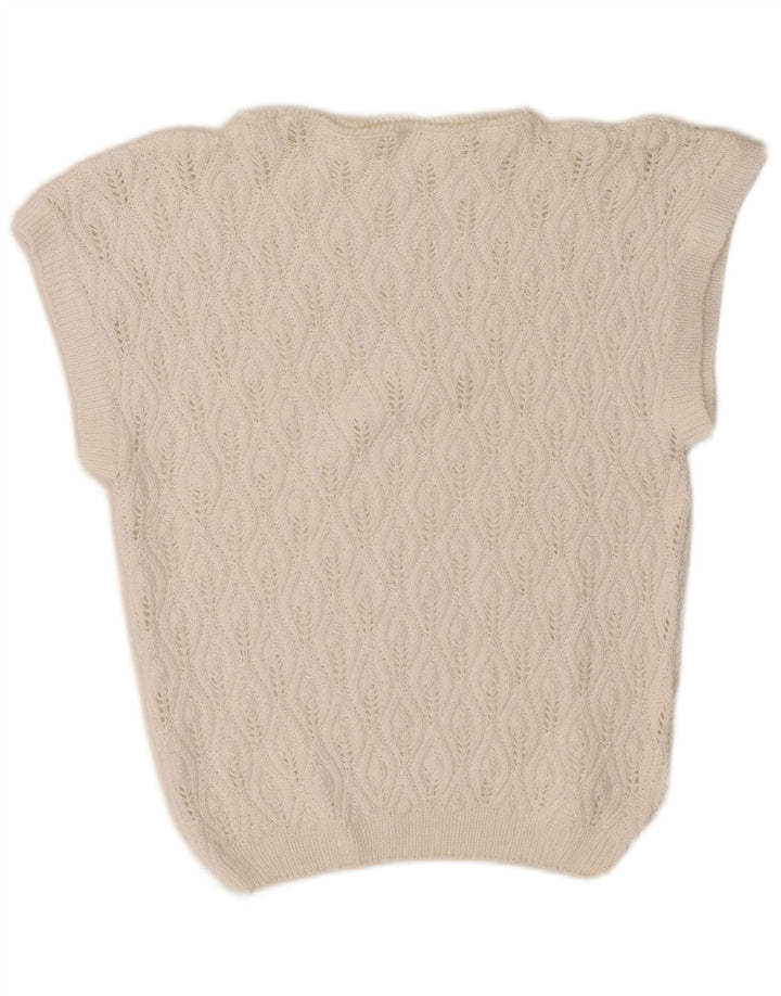 Vintage ženski prsluk bez rukava UK 10 Small White