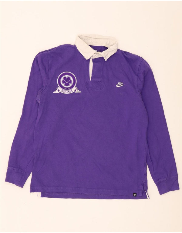 Nike muška ragbi polo majica dugih rukava s grafičkim motivima srednje ljubičasta pamučna