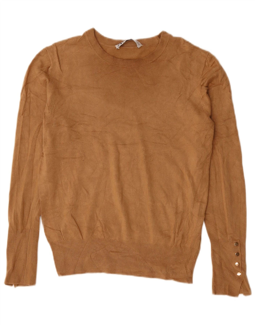 ZARA ženski džemper s veznim izrezom UK 12 Srednje smeđa viskoza