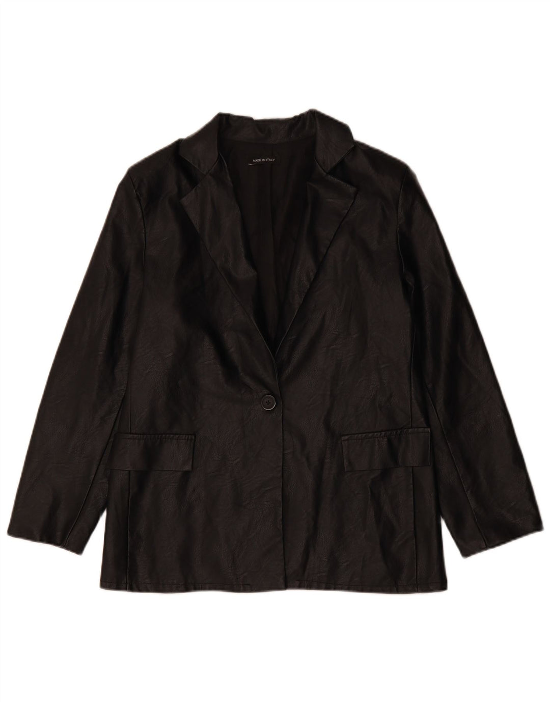 VINTAGE ženska jakna od umjetne kože s jednim gumbom UK 12 srednje crna