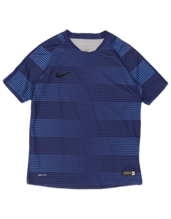 Nike Boys Dri Fit T-Shirt Top 10-11 Years Medium Blue prugasti poliester