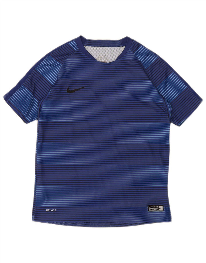 Nike Boys Dri Fit T-Shirt Top 10-11 Years Medium Blue prugasti poliester