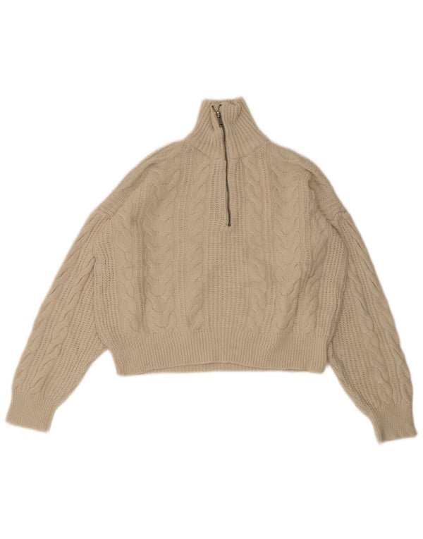 Urban Outfitters ženski kratki pulover s izrezom i patentnim zatvaračem UK 6 XS bež