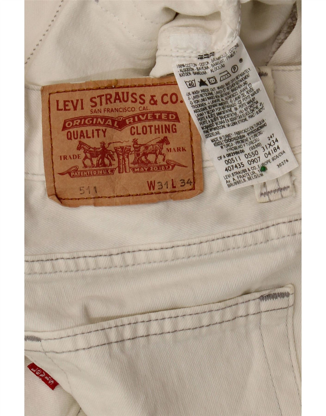 LEVI'S Muške 511 uske traperice W31 L34 Pamuk od bijele boje