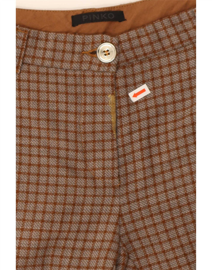 Pinko ženske uske chino hlače W26 L26 smeđi karirani poliester