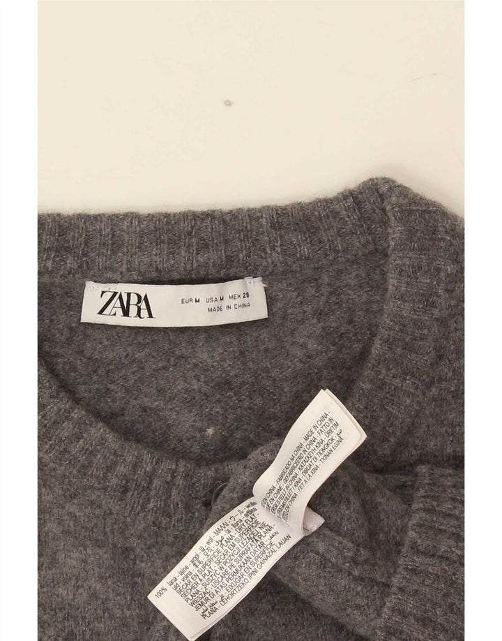 Zara ženski kratki kardigan pulover UK 12 srednje siva vuna