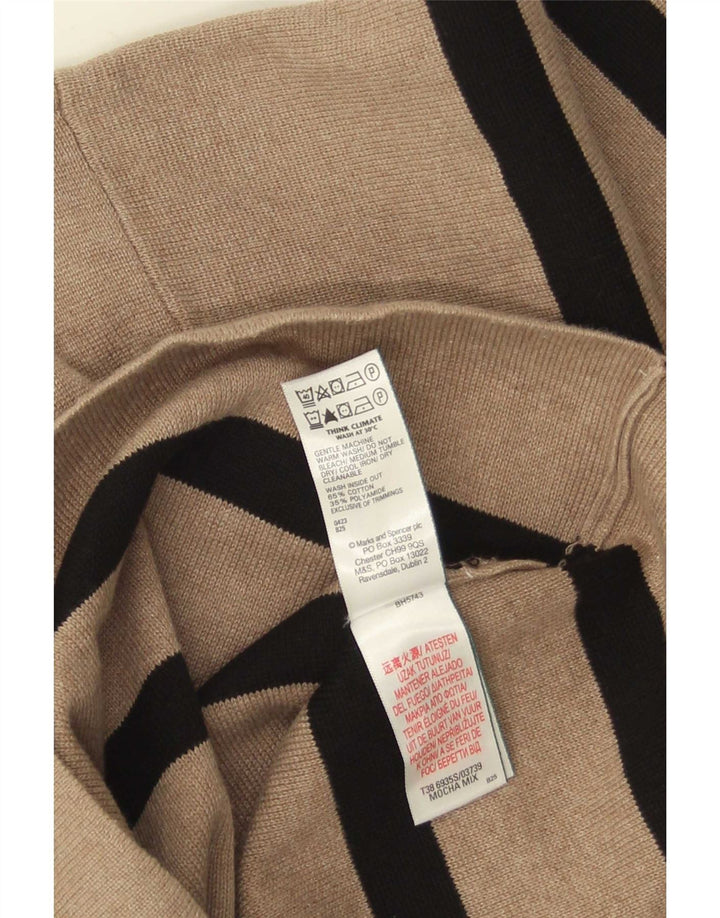 Marks & Spencer ženski džemper s okruglim izrezom UK 12 Srednje bež na pruge