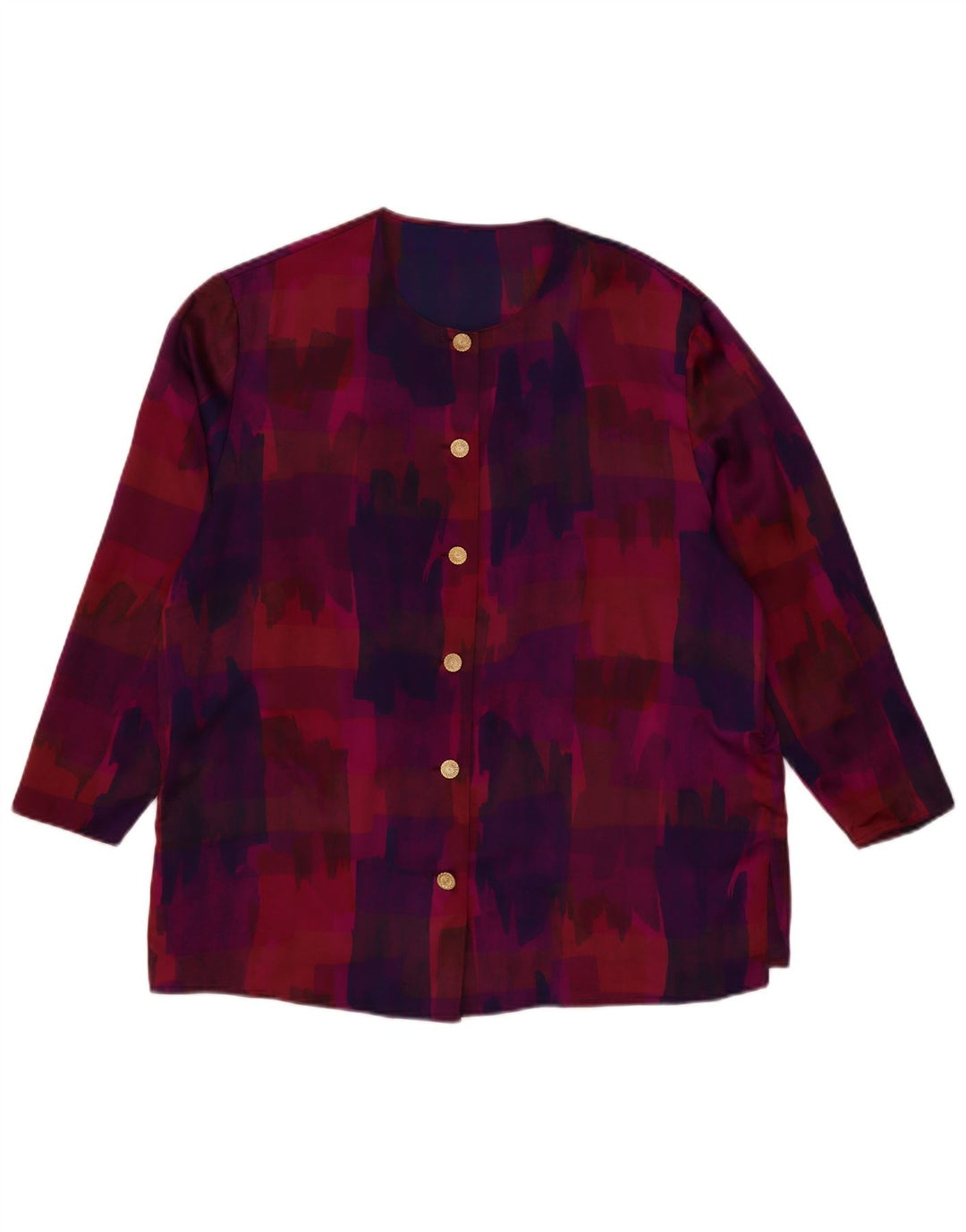 VINTAGE ženska košulja s apstraktnim uzorkom 3/4 rukava UK 18 XL ljubičasta