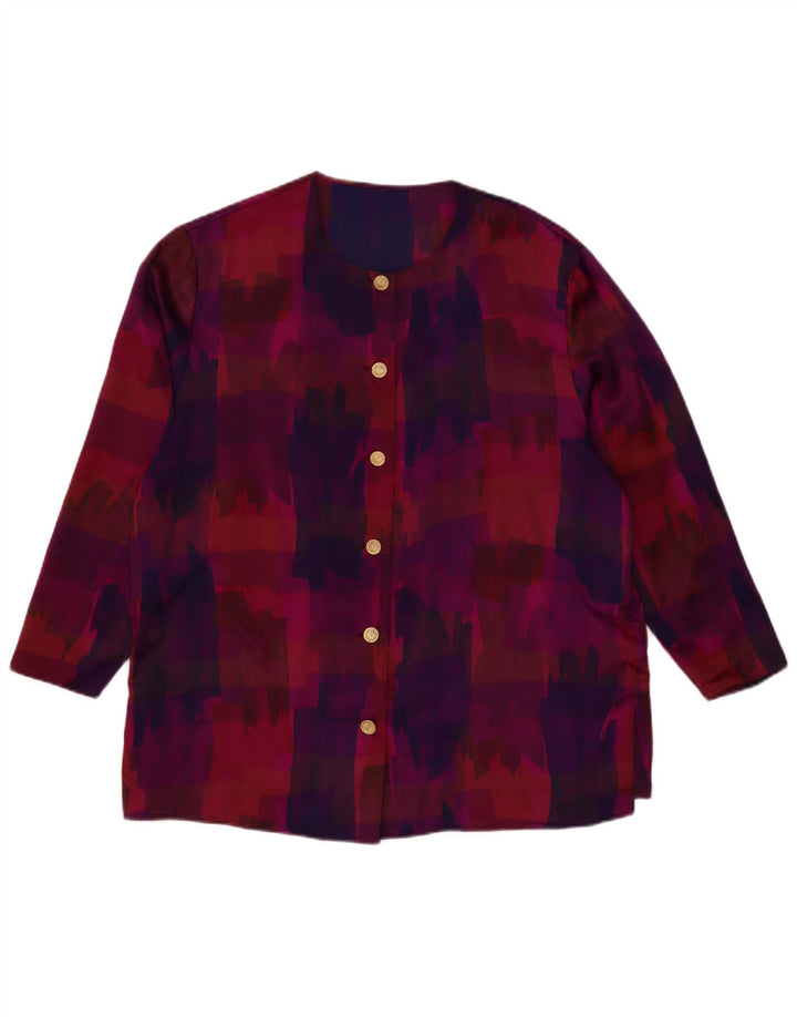 VINTAGE ženska košulja s apstraktnim uzorkom 3/4 rukava UK 18 XL ljubičasta