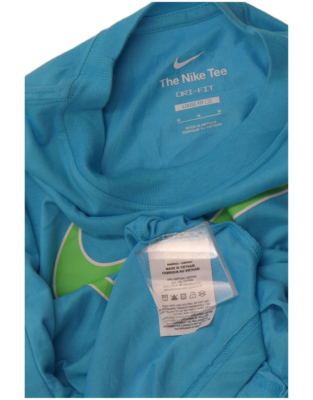 NIKE Ženska majica kratkih rukava širokih krojeva UK 14 srednje plavi pamuk