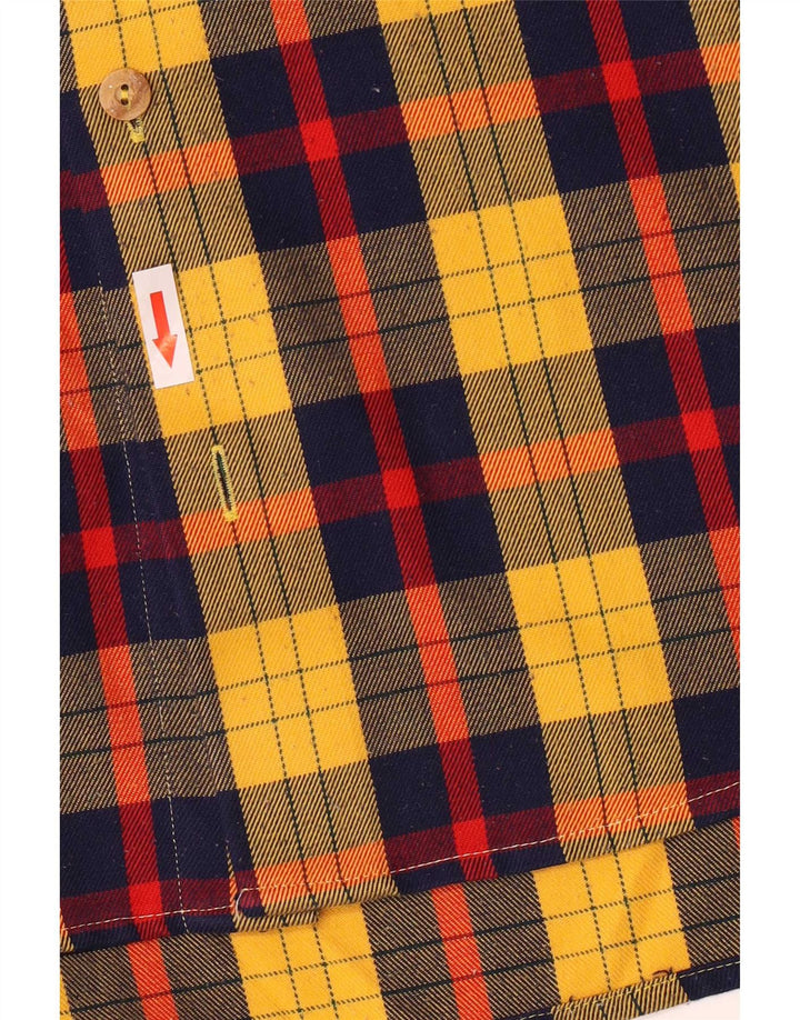 Vintage muška košulja Sie 40 Medium Yellow Karirani poliester