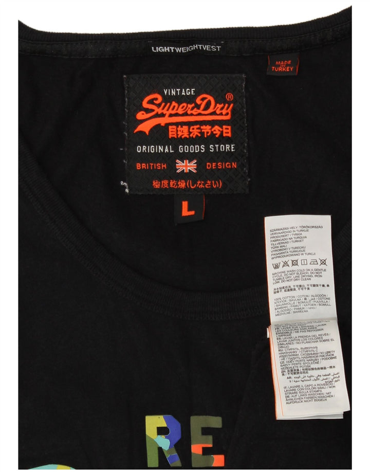 Superdry muški grafički prsluk Veliki crni pamuk