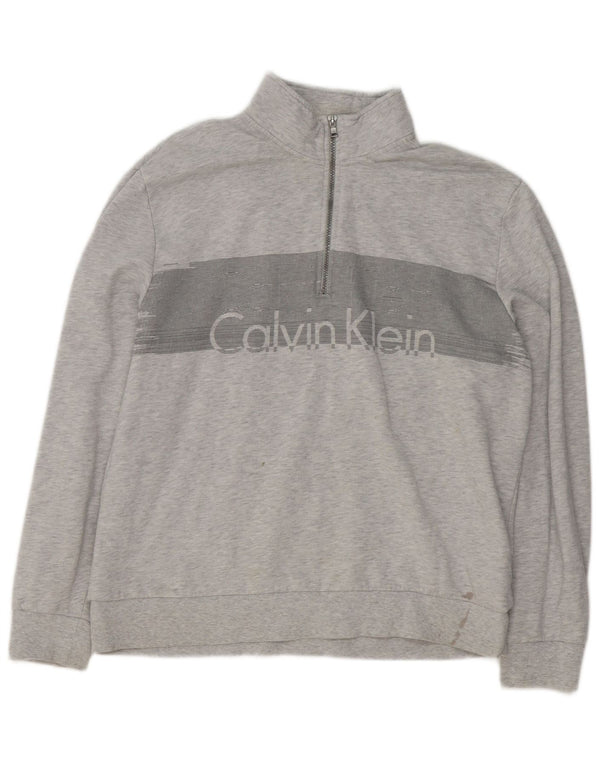 Calvin Klein muška majica s kratkim izrezom s patentnim zatvaračem XL, sivi flekasti pamuk