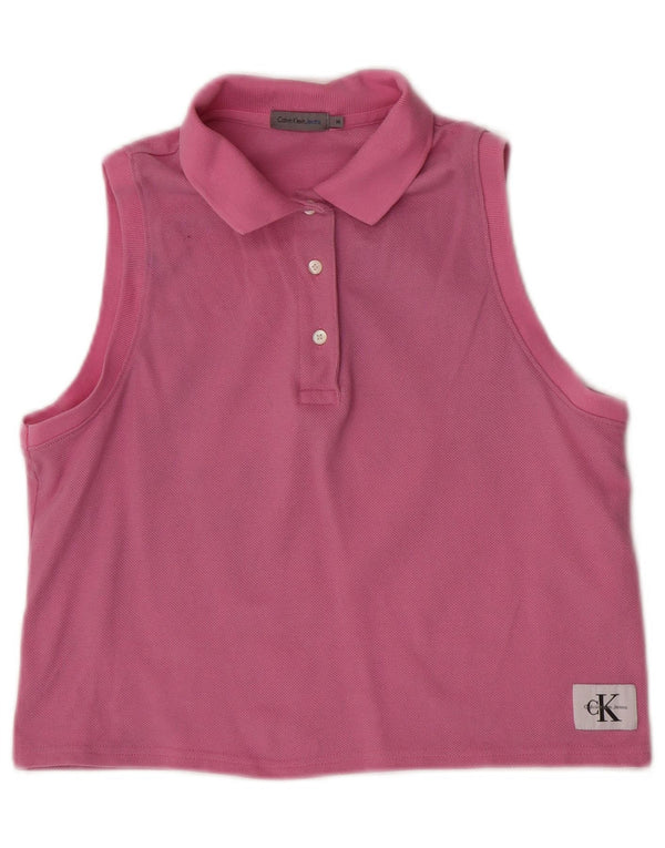 Ženska skraćena polo majica bez rukava Calvin Klein Jeans UK 12 srednje ružičasta