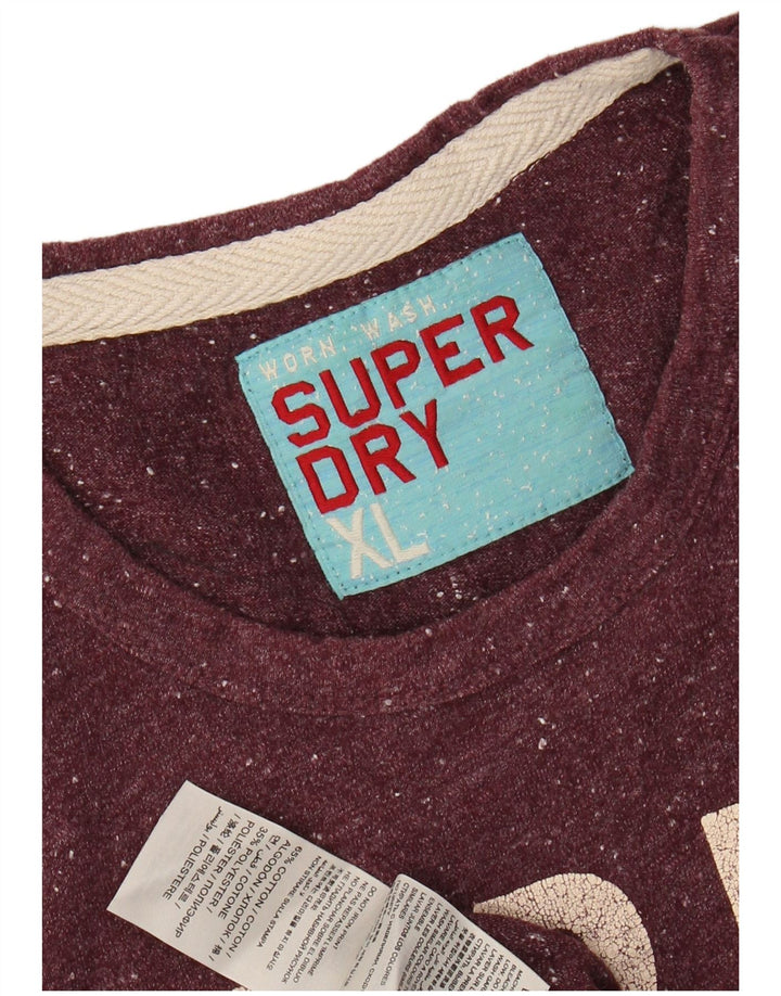 SUPERDRY muška grafička majica kratkih rukava XL, tamnocrveni flekasti pamuk