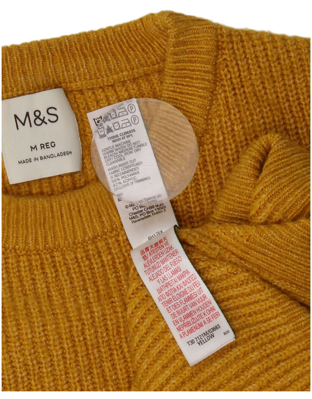 MARKS & SPENCER Muški džemper s okruglim izrezom srednje žute boje od poliamida