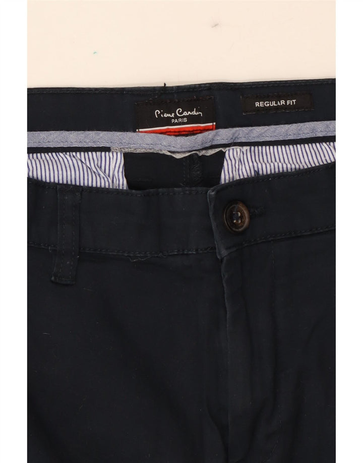 PIERRE CARDIN Mens Regular Fit Chino Trousers W32 L30  Navy Blue Polyester Vintage Pierre Cardin and Second-Hand Pierre Cardin from Messina Hembry 