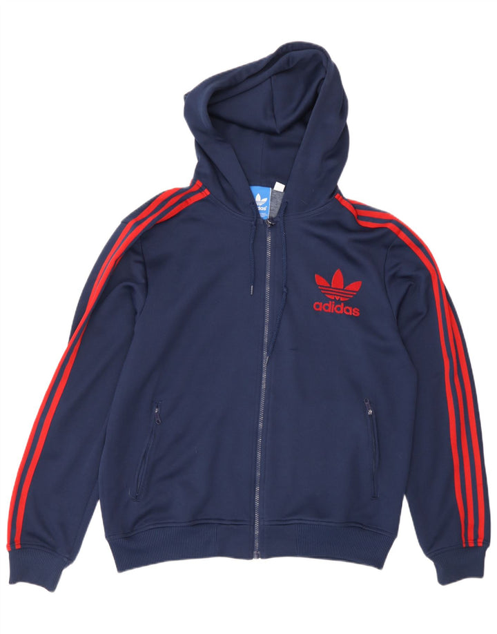 Adidas muški pulover s kapuljačom s patentnim zatvaračem srednje tamnoplave boje od poliestera
