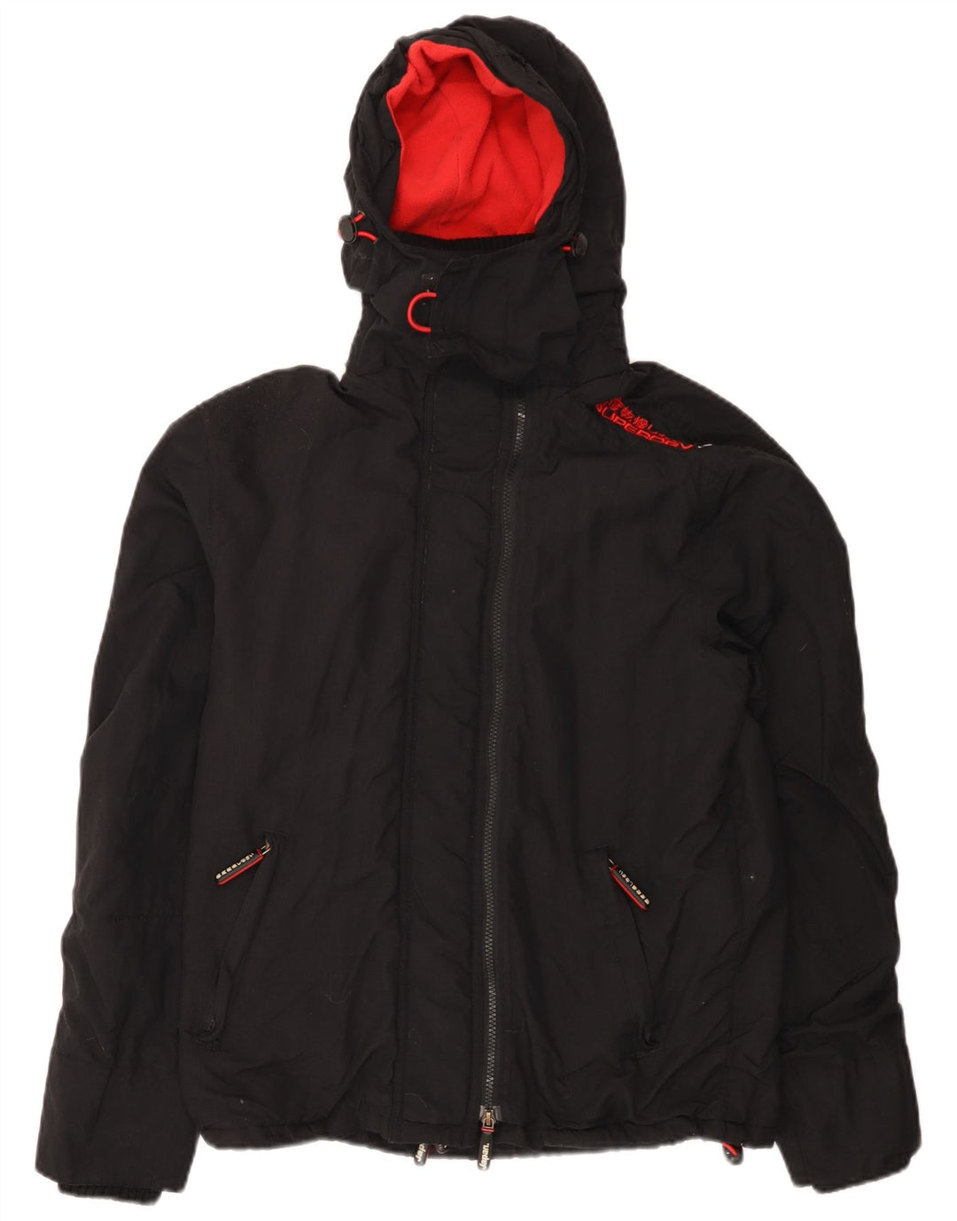 Ženska vjetrovka s kapuljačom Superdry Graphic UK 14 Srednje crni najlon