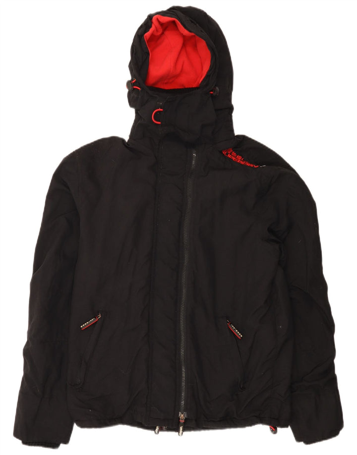 Ženska vjetrovka s kapuljačom Superdry Graphic UK 14 Srednje crni najlon