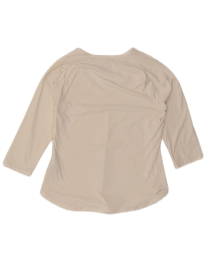 Nike Ženska Dri Fit Top majica s 3/4 rukavima UK 12 Srednji bijeli poliester