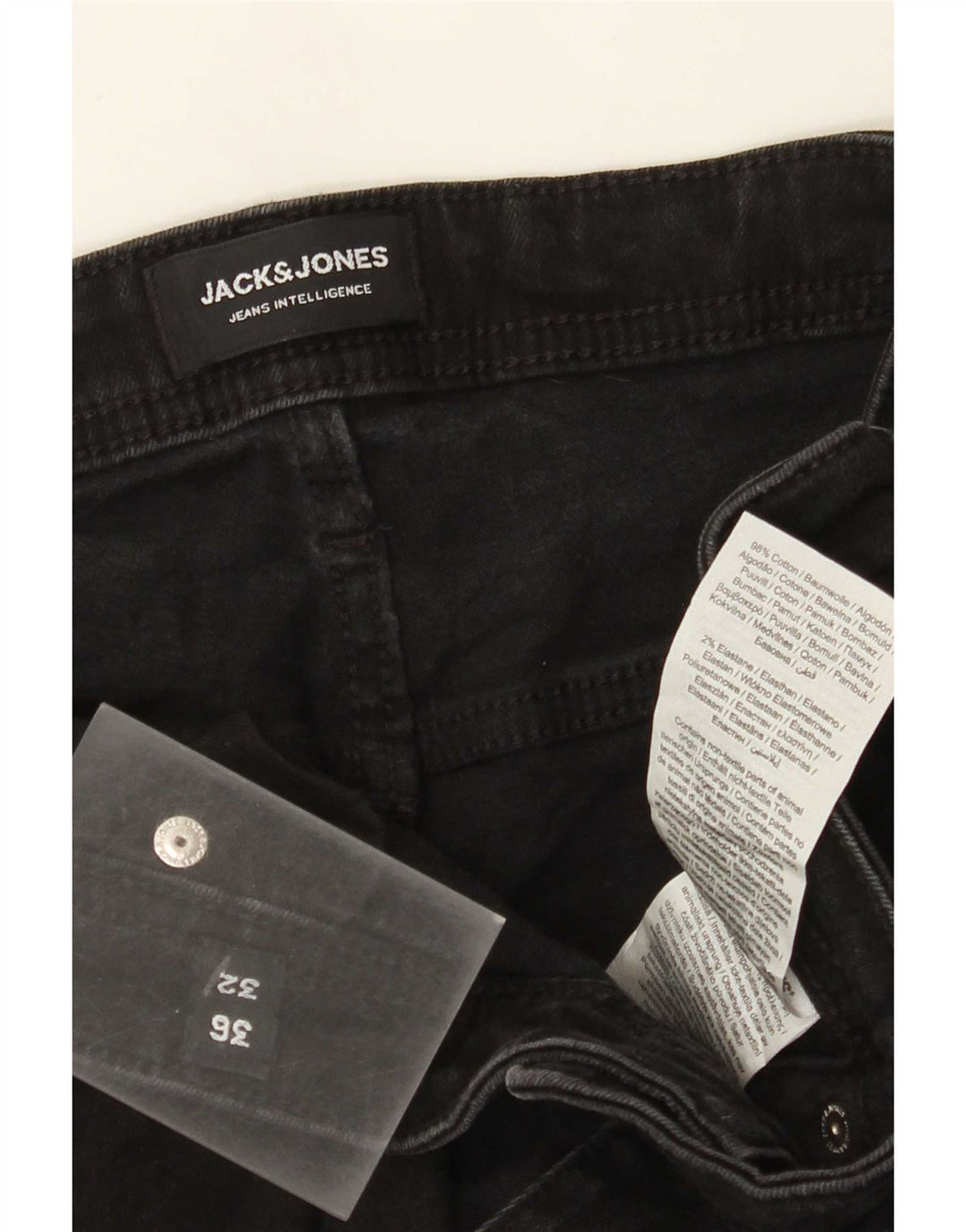 Jack & Jones muške uske traperice W36 L32 crni pamuk