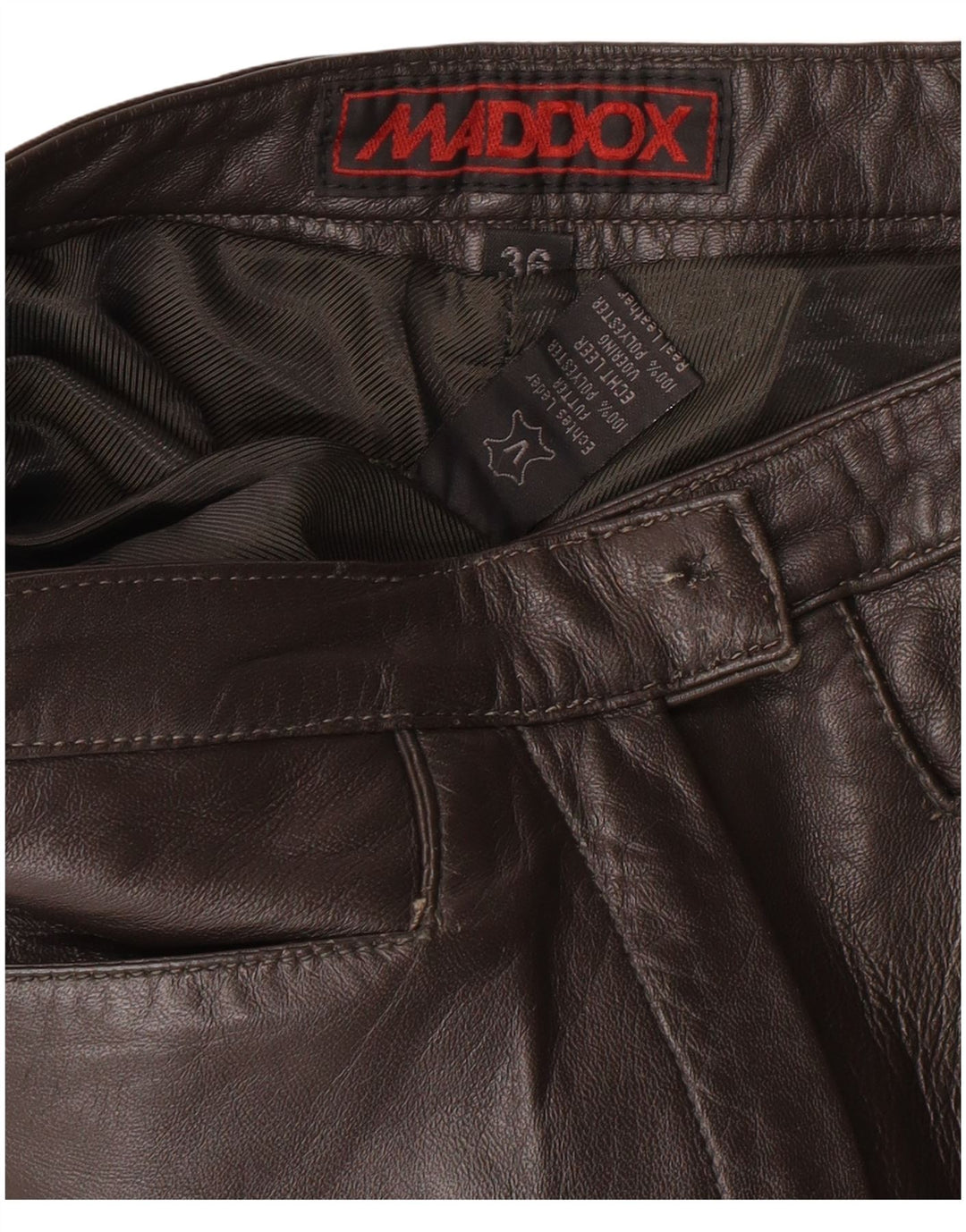 MADDOX ženske kožne hlače EU 36 male W26 L32 smeđa koža