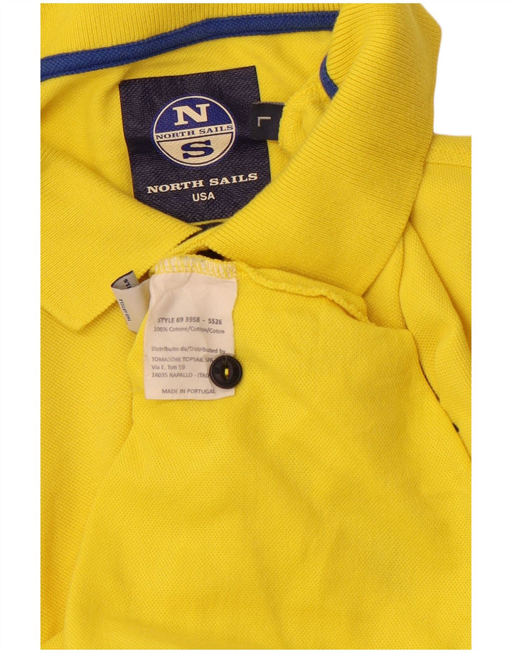 NORTH SAILS Mens Graphic Polo Shirt Large Yellow Cotton