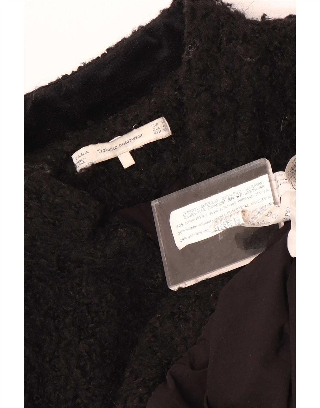 Zara ženski otvoreni kaput Teddy UK 14 Srednje crni akril