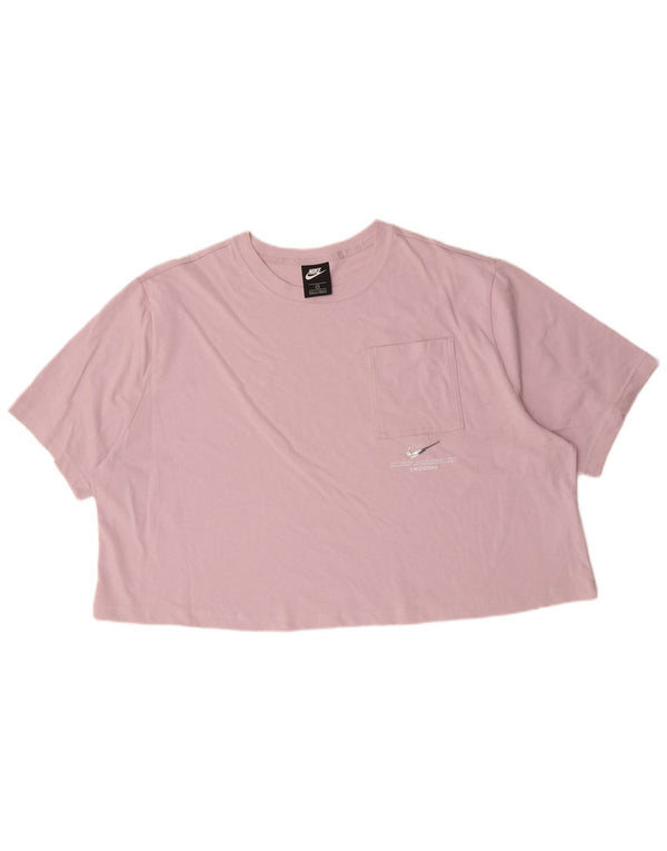 Nike ženska majica kratkih rukava Swoosh Crop UK 22 3XL, ružičasti pamuk