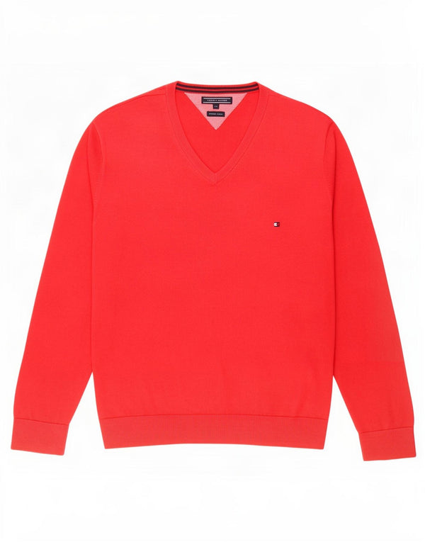 Tommy Hilfiger Ženski džemper s V-izrezom UK 20 2XL Crveni