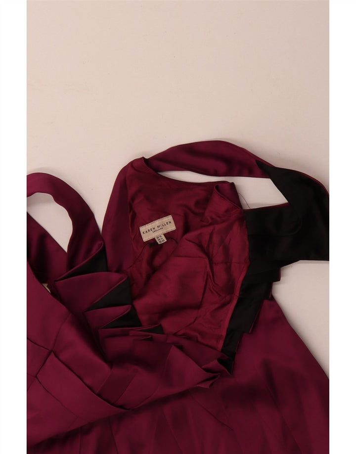 KAREN MILLEN Ženska haljina bez rukava uz kroj UK 16 Velika bordo acetat