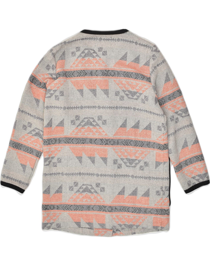 VILA Womens Cardigan Sweater UK 16 Large Grey Geometric Polyester Aztec | Vintage Vila | Thrift | Second-Hand Vila | Used Clothing | Messina Hembry 