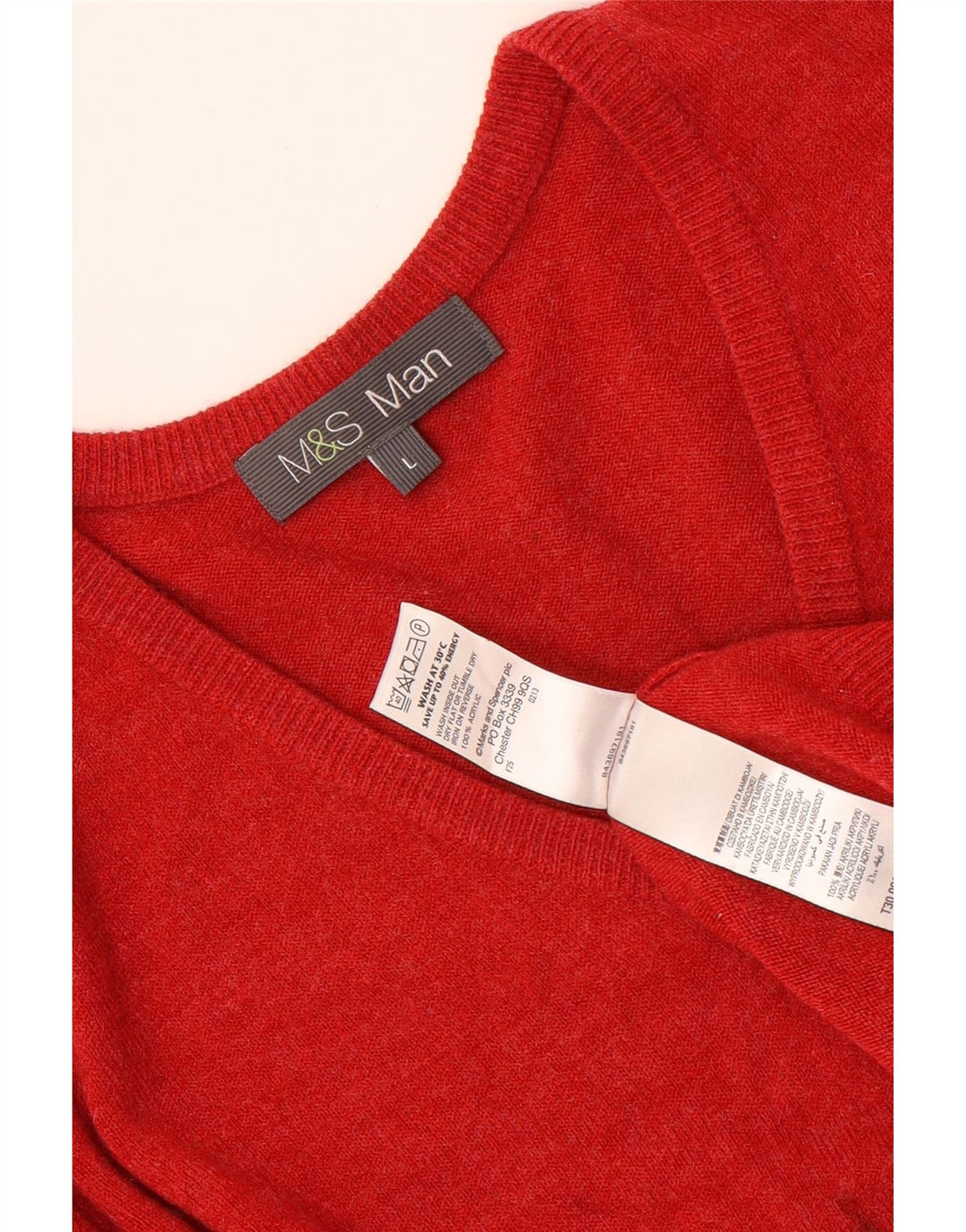 Marks & Spencer muški pulover s V-izrezom, veliki crveni akril