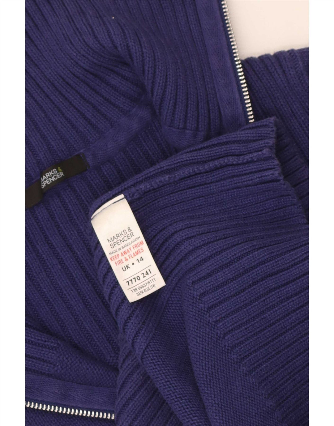 Marks & Spencer ženski kardigan pulover UK 14 srednje plavi pamuk