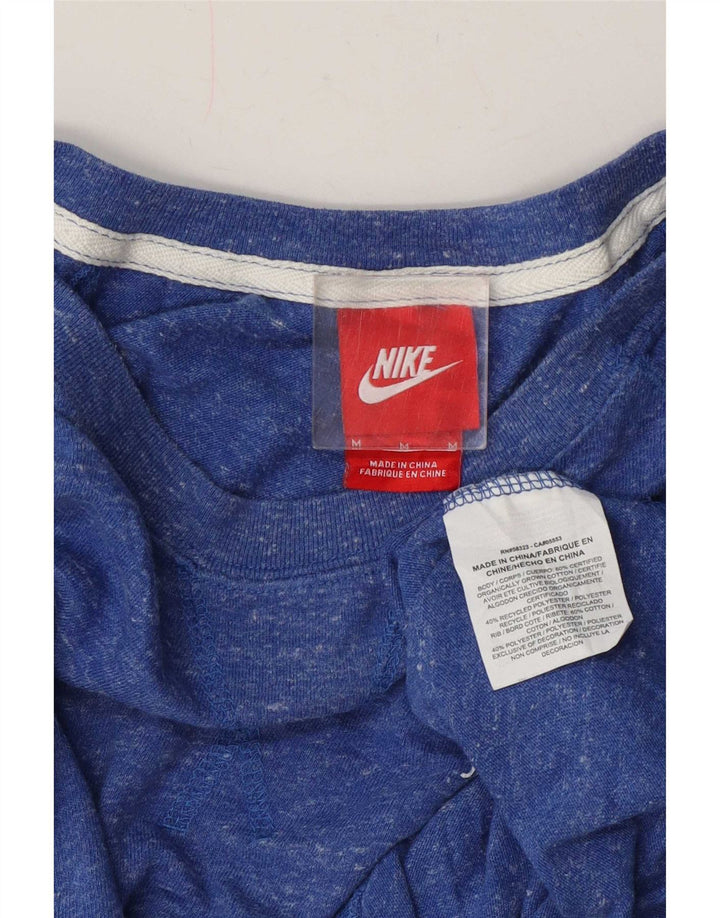 Nike Ženska majica s kratkim rukavima UK 14 Srednje plavi flekasti pamuk