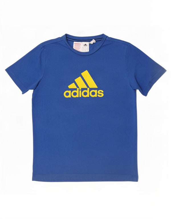 Adidas Boys Climalite Graphic T-Shirt Top 13-14 Years Blue Pamuk