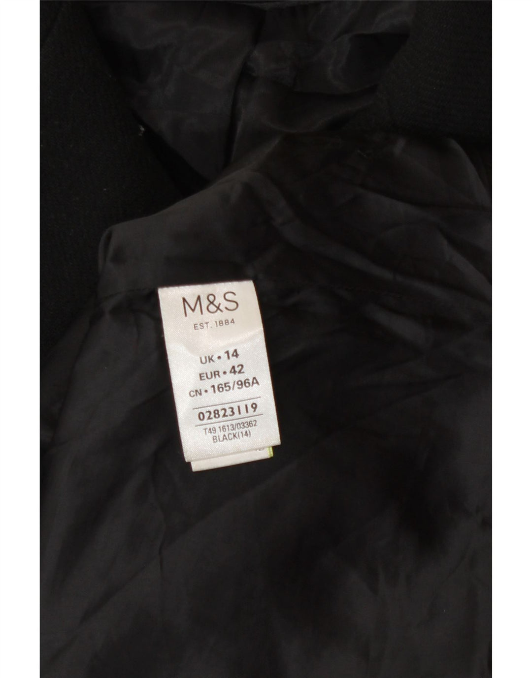 Marks & Spencer ženski graškasti kaput UK 14 Veliki crni poliester