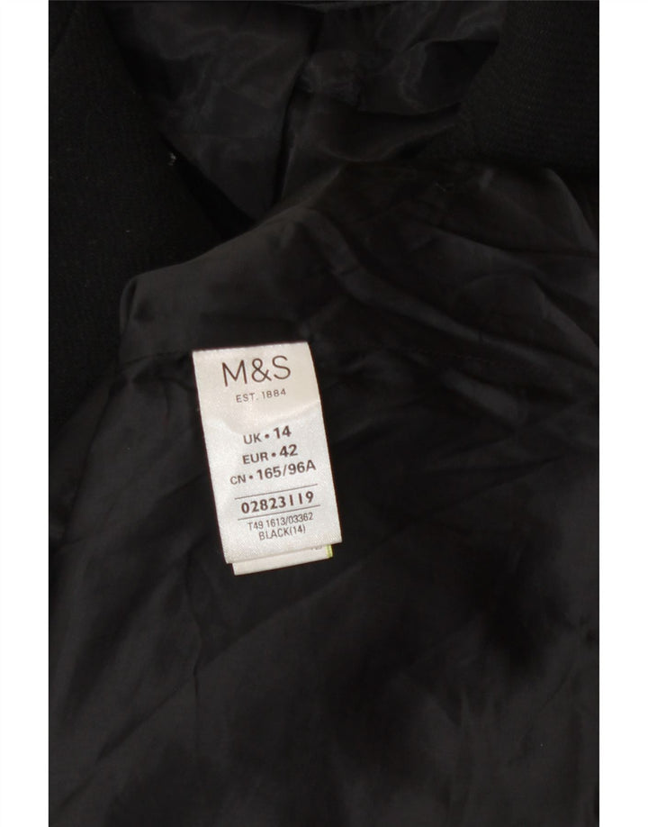 Marks & Spencer ženski graškasti kaput UK 14 Veliki crni poliester