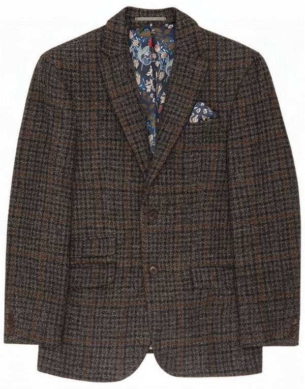 Harris Tweed Mens Signature 2 Button Blazer Jacket UK 36 Small Grey