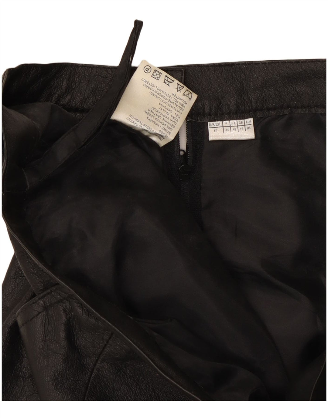 Vintage ženska kožna suknja UK 16 Large W30 crna koža